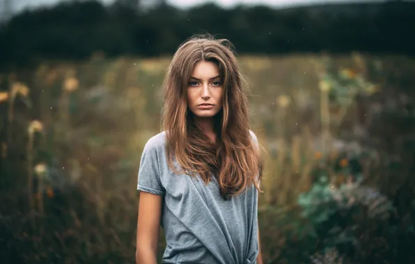 Картинка long hair, nature, women, face, brunette, portrait, outdoors, looking at viewer