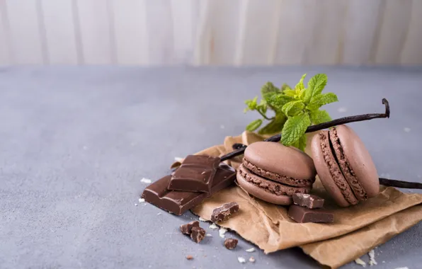 Печенье, крем, десерт, ваниль, шоколадное, macaron, Myfoodie