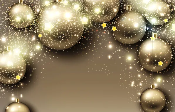 Звезды, сияние, шары, Новый Год, Рождество, christmas, new year, balls