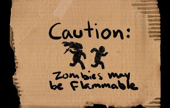 Предупреждение, зомби, flammable, may be, caution, zombies, картон