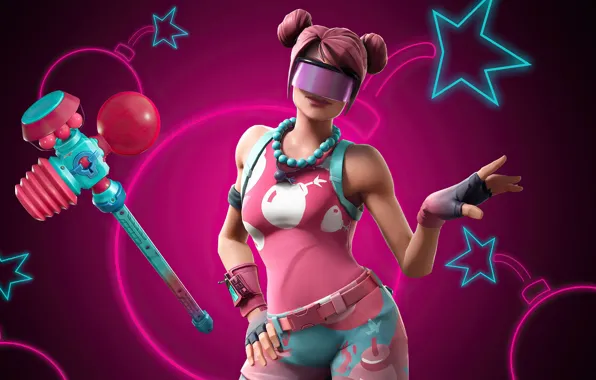 Девушка, неоновые огни, Fortnite