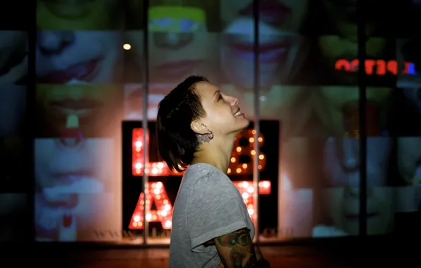 Girl, Art, woman, smile, model, tattoo, piercing, tattoos