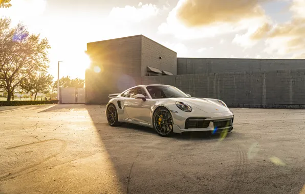 911, Porsche, Sunset, Silver, Turbo S, 992