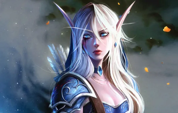 Девушка, эльф, Warcraft, стрелы, Sylvanas Windrunner, High Elf