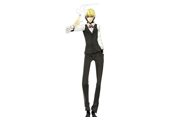Дым, минимализм, парень, Durarara, Heiwajima Shizuo, Дюрарара, Шизуо Хейваджима, шагает