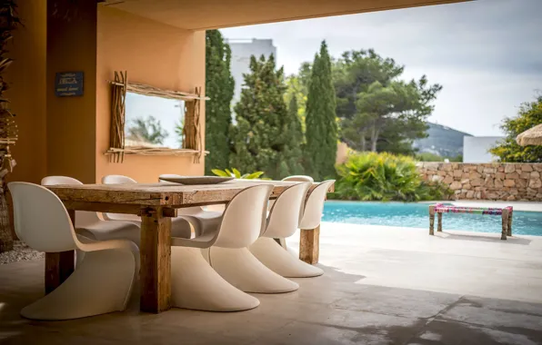 Интерьер, бассейн, терраса, Ibiza, столовая, La Villa Ibiza, Calo