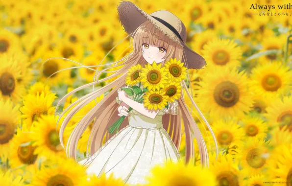 Лето, девушка, подсолнухи, Otonari no Tenshi-sama ni Itsunomanika Dame Ningen, Mahiru Shiina