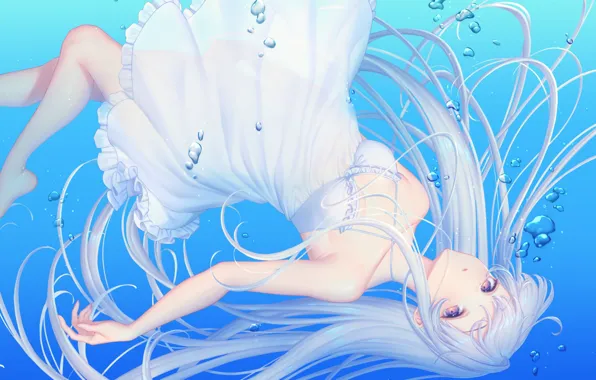Вода, Девушка, Пузырьки, Длинные волосы, sakura shiho, shihoncake