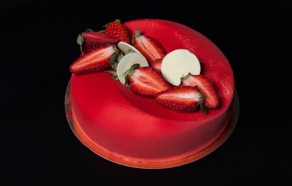 Клубника, торт, украшение, cake, десерт, сладкое, strawberry, белый шоколад