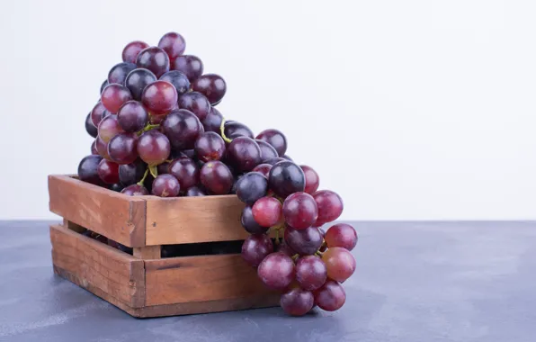 Картинка ящик, виноград, гроздь винограда
