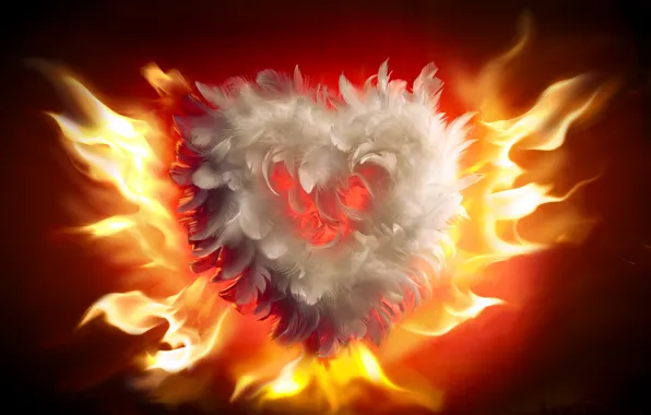 Картинка любовь, огонь, пламя, сердце, fire, love, heart, flames