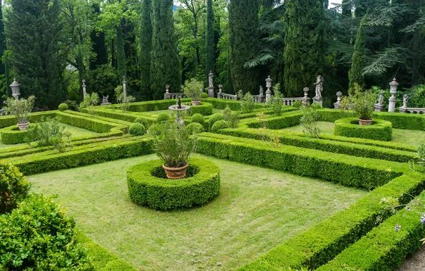 Картинка зелень, деревья, дизайн, сад, Италия, кусты, Тоскана, Peyron Villa Garden