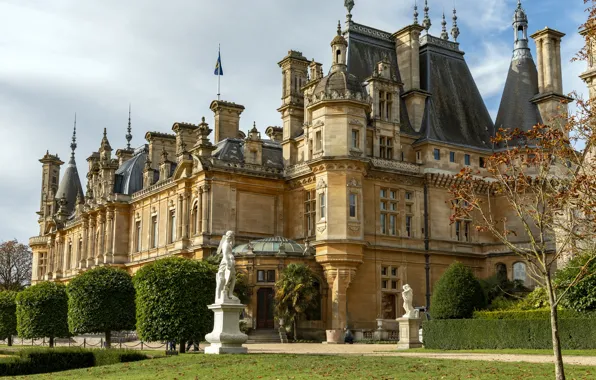 Картинка фото, Город, Дом, Великобритания, Особняк, Waddesdon Manor, Скульптуры