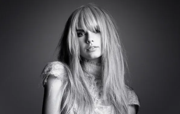 Картинка девушка, блондинка, Taylor Swift, черно-белое фото