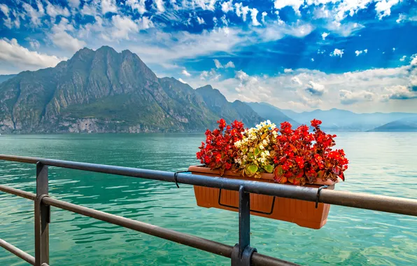 Картинка Природа, Облака, Горы, Озеро, Италия, Lago d'Iseo