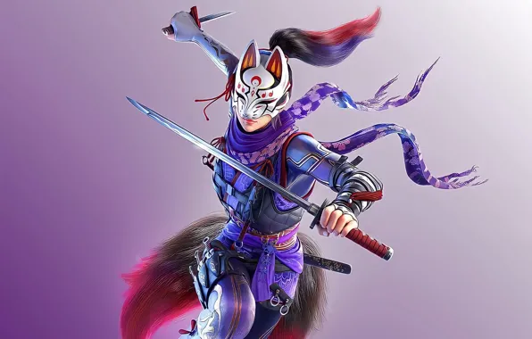 Girl, sword, fighter, weapon, mask, Tekken, video game, charliehgl