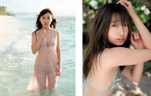 Beautiful, Asian, Model, Water, Woman, Ocean, Sea, Pretty