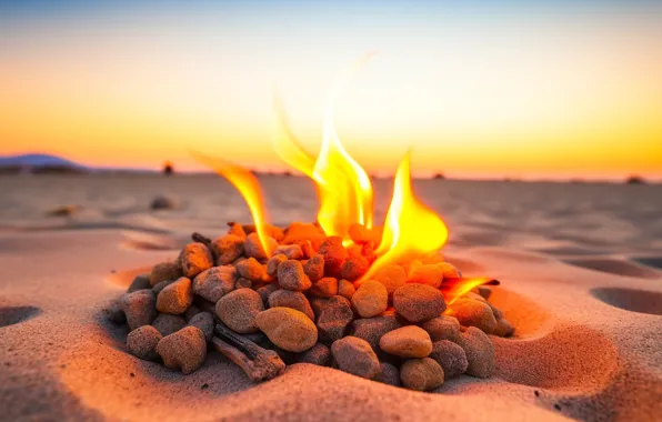 Beach, sandy, burning