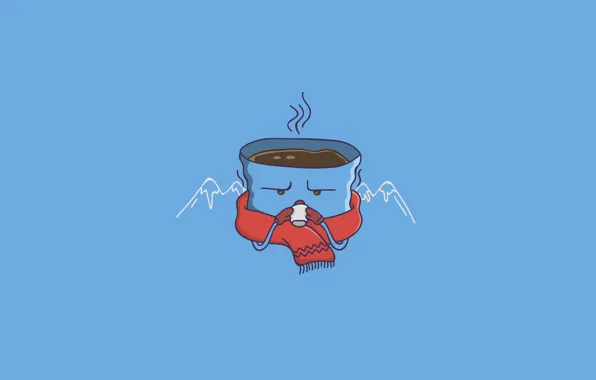 Winter, coffee, december, hello, illustration