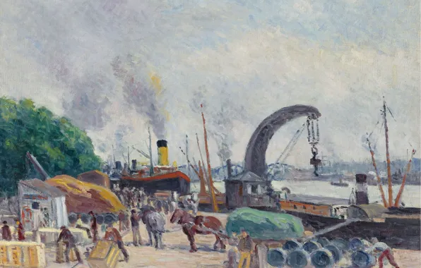 Картина, городской пейзаж, 1925, Максимильен Люс, Maximilien Luce, Набережная Берси