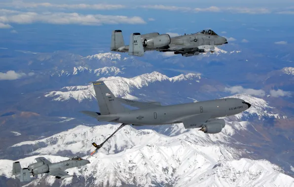 Пейзаж, горы, Аляска, штурмовик, американский, A-10, Thunderbolt II, одноместный