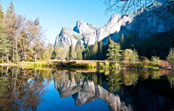 Горы, природа, река, Yosemite National Park