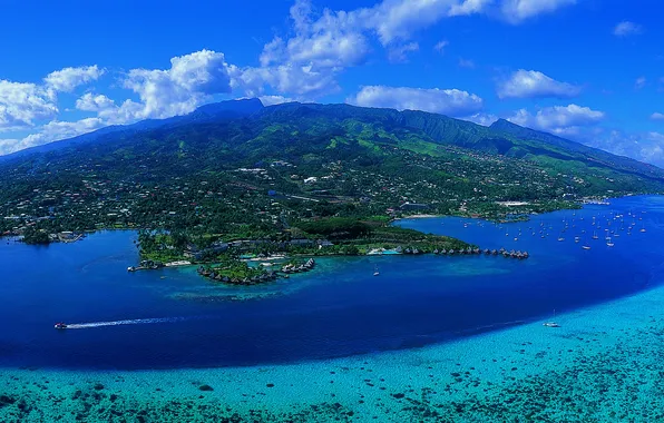 Вид, остров, Таити, travel, aerial of Tahiti