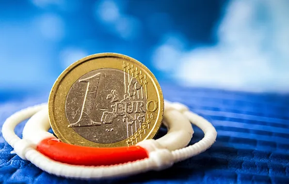 Евро, монета, спасательный круг, денежка, SOS