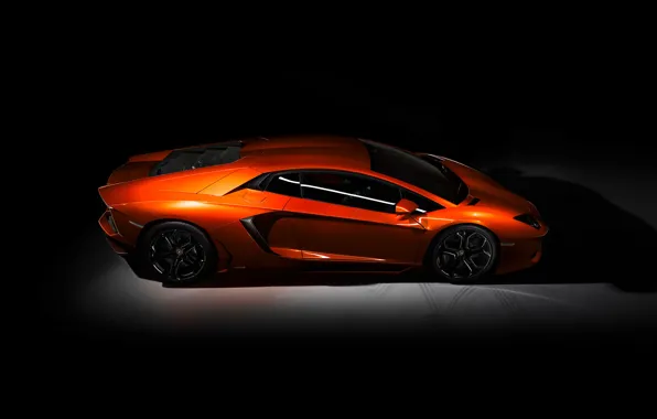 Картинка Lamborghini, Dark, Orange, Aventador, LP-700, Side View