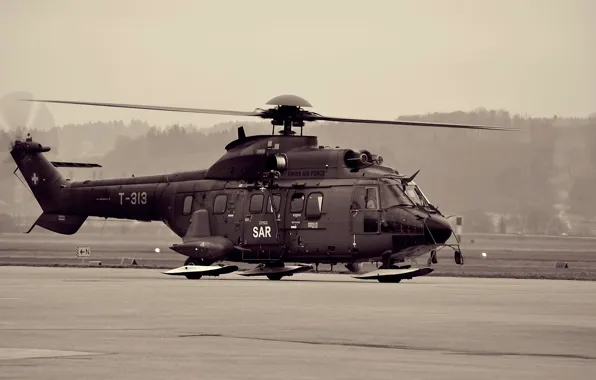Авиация, сепия, вертолет, AS 332, Super Puma, aviation