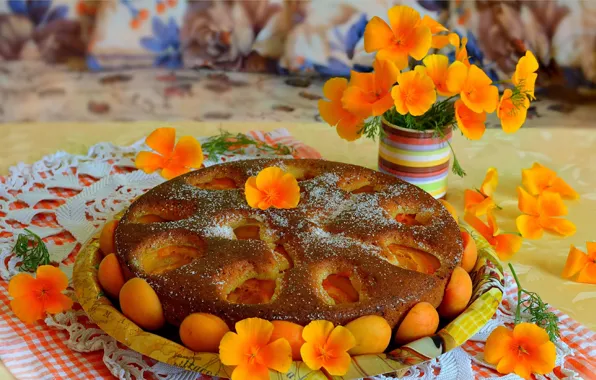 Картинка Цветочки, Flowers, Cake, Пирог