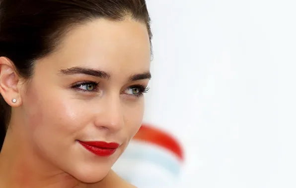 Взгляд, лицо, актриса, помада, брюнетка, губы, Emilia Clarke, Эмилия Кларк