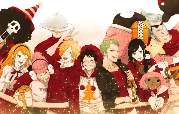 Аниме, арт, друзья, One Piece, персонади
