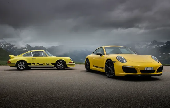 911, Porsche, yellow, Porsche 911 Carrera RS, Porsche 911 Carrera T