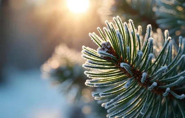 Зима, лес, капли, снег, елка, forest, Christmas, winter