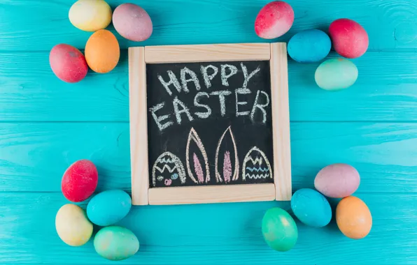 Картинка яйца, colorful, Пасха, доска, wood, spring, Easter, eggs