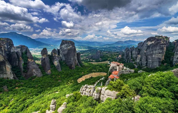 Картинка горы, Греция, монастырь, Метеоры