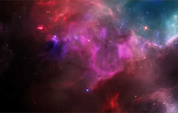 Космос, туманность, свечение, звёзды, яркое, Space nebula