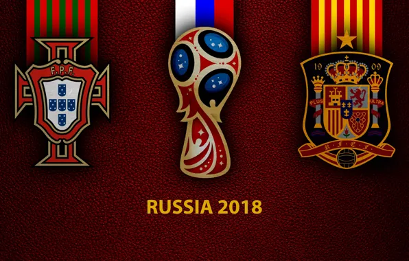 Wallpaper, sport, logo, football, FIFA World Cup, Russia 2018, Portugal vs Spain