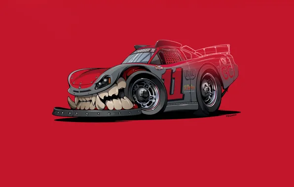 Авто, Минимализм, Машина, Зубы, Фон, Car, Art, NASCAR