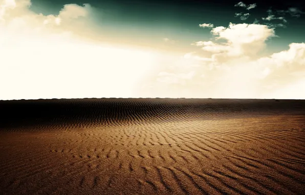 Картинка песок, небо, облака, свет, пейзаж, природа, пустыня, light