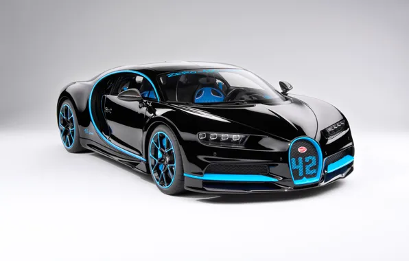 Фон, чёрный, арт, вид спереди, гиперкар, Bugatti Chiron