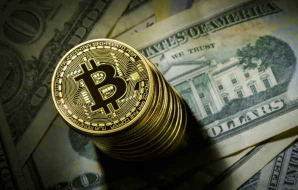 Размытие, доллар, монета, dollar, coin, bitcoin, биткоин