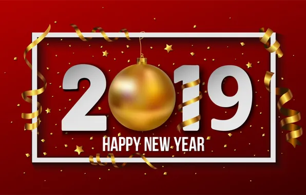 Картинка фон, золото, Новый Год, цифры, golden, New Year, Happy, 2019