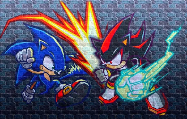 Удар, битва, fight, соник, sonic, sonic the hedgehog, Shadow the Hedgehog