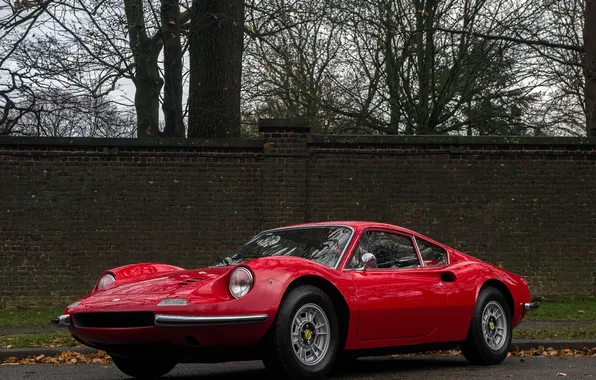 Красный, Ferrari, автомобиль, спортивный, Dino, 246