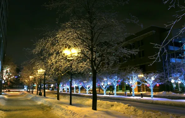 Картинка Город, Снег, Новый Год