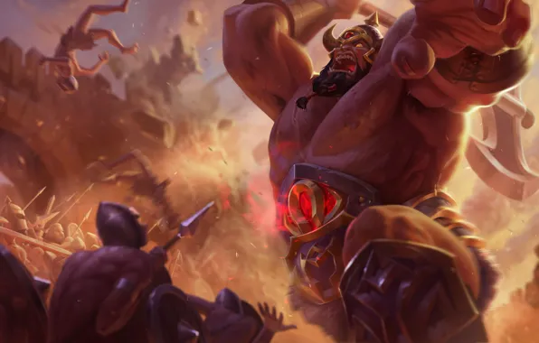 Фэнтези, битва, League of Legends, Sion, Riot Games, Jessica Oyhenart, Christian Fell