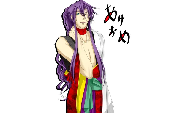 Белый фон, парень, Vocaloid, Вокалоид, Kamui Gakupo