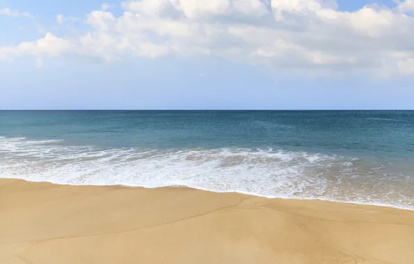 Картинка песок, море, волны, пляж, лето, небо, summer, beach